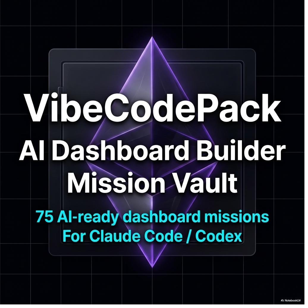 VibeCodePack AI Dashboard Mission Vault. 75 AI-ready dashboard missions for Claude Code / Codex.